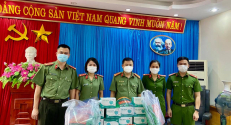 Công an huyện Việt Yên tiếp nhận 200 mũ chắn giọt bắn và 2.500 khẩu trang Y tế từ Đoàn Thanh niên và Hội phụ nữ Công an tỉnh Bắc Giang gửi tặng