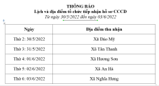 Thông báo lịch và địa điểm tổ chức tiếp nhận hồ sơ CCCD trên địa bàn huyện Lạng Giang