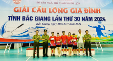 Đoàn vận động viên Công an tỉnh tham gia Giải cầu lông gia đình tỉnh Bắc Giang đạt nhiều giải cao
