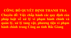 Thanh tra Công an tỉnh Bắc Giang công bố Quyết định thanh tra hành chính
